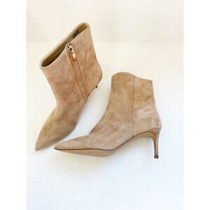 NWOB Ann Taylor Straight Stiletto Bootie Boot Tan Gold Zip 8